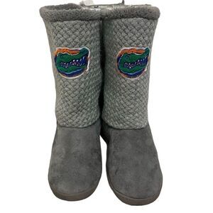 UF Gators Rain & Winter Boots Women's Size XL (11/12) Gray & Blue Basket Weave